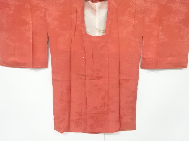 アンティーク　紋錦紗　御所車に花古典柄模様織り出し道行コート